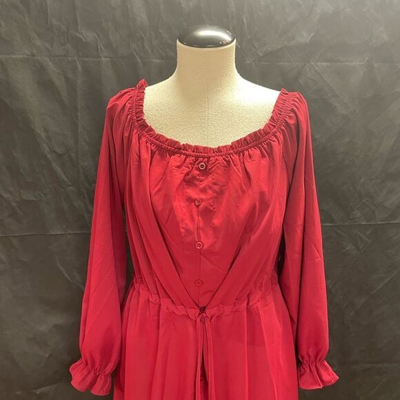 Maroon ruffle dress - Picture 1 of 10